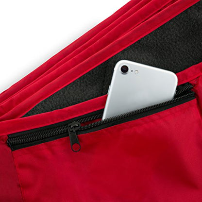 DOWN UNDER OUTDOORS Waterproof 350 GSM Fleece or Sherpa Stadium Blanket | Large Extra Thick, Windproof, Quilted, Machine Washable, Camping Picnic & Outdoor, Beach, Dog, secret pocket, 82 x 55 inches - color: Red