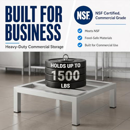 24" x 24" x 8" Aluminum Dunnage Rack Heavy Duty Floor Storage Stand, NSF for Commercial Use - size: 24"W x 24"D x 8"H