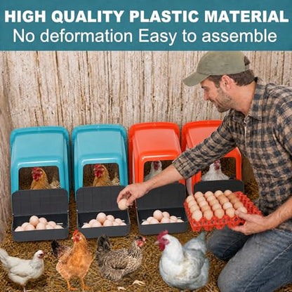 8-Pack Roll Away Chicken Nesting Boxes with 8 Egg Trays (30-Egg Capacity Each), Durable Plastic Nesting Boxes for Hens, Chicken Coop Accessories with Perch for Easy Egg Collection
