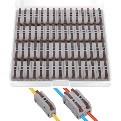 XHF Brown Conductor Compact Lever Connectors Nuts, Electrical Wire Terminals for Any Circuit Inline Splices 28-12 AWG (SPL-1) - color: Brown