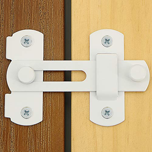 Alise 4 Inch Stainless Steel Gate Latch, Anti-Theft Heavy Duty Safety Door Lock, White Finish Barn Latch for Sliding French Doors, Double Doors& Barn Doors MS9001W - color: White, size: Medium size