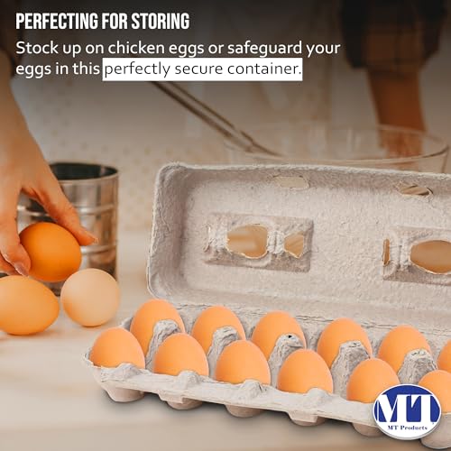 MT Products Blank Natural Pulp Egg Cartons Holds Up to Twelve Eggs - 1 Dozen - Strong Sturdy Egg Crate Cardboard Material Perfect For Storing Extra Eggs (25 Pieces) - Made in the USA - size: Standard
