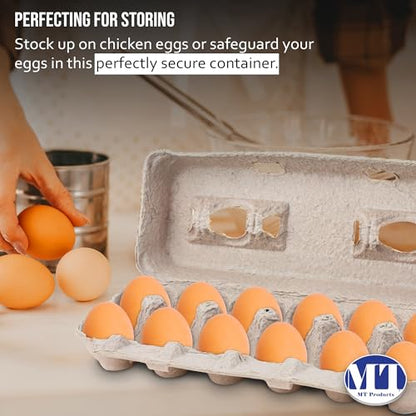 MT Products Blank Natural Pulp Egg Cartons Holds Up to Twelve Eggs - 1 Dozen - Strong Sturdy Egg Crate Cardboard Material Perfect For Storing Extra Eggs (25 Pieces) - Made in the USA - size: Standard