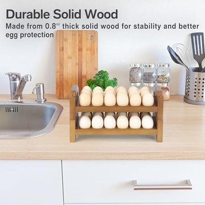 2-Tier Wooden Egg Holder for 36 Eggs, Wooden Egg Holder Countertop with Carry Handle for Chicken, Duck, and Quail Eggs (Stackable) - color: Stackable