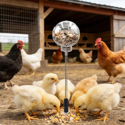 Chicken Treat Dispenser, Chicken Enrichment Toys with Spring and Ground Stake, Feeder for Coop, Coop Accessories for Hens, Geese, Ducks, Turkeys, Other Poultry - color: Hard Spring
