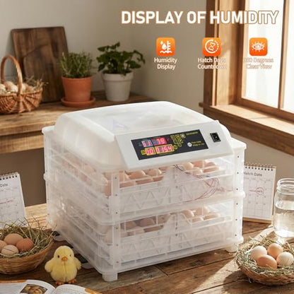 Winado Incubators for Hatching Eggs, 96 Egg Incubator with Automatic Egg Turning & Temperature Control, Egg Candler, and Day Counter for Chicken, Duck, and Quail Eggs Hatching