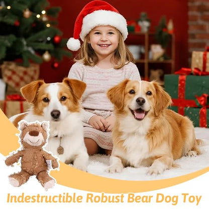 MAXBECK Dog Companion for Heavy Chewers- Indestructible Robust Bear Dog Toy, Resistant Squeaky Dog Toys for Heavy Chewers, Unbreakable Stuffed Plush Dog Toys for Aggressive Chewers (F-Oak+Purple) - color: F-Oak+Purple