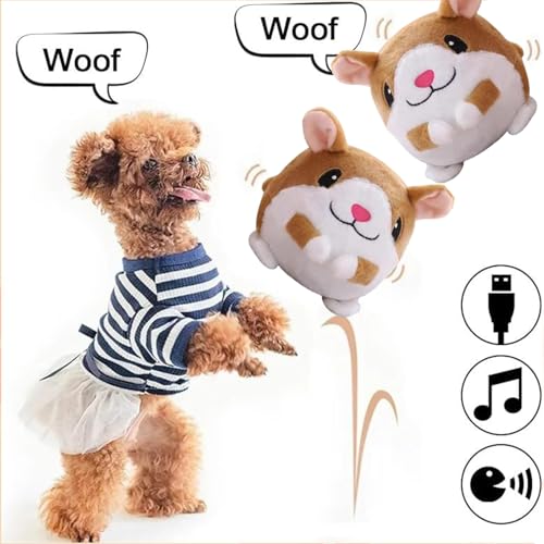 Active Moving Pet Plush Toy, Interactive Dog Toys Pet Bouncing Balls, USB Rechargeable Interactive Washable Cartoon Pig Plush Sound Electronic Dog Toy, Small Cute Squeaky Pig Dog Toy (Hamster) - color: Hamster