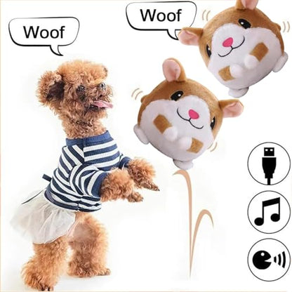 Active Moving Pet Plush Toy, Interactive Dog Toys Pet Bouncing Balls, USB Rechargeable Interactive Washable Cartoon Pig Plush Sound Electronic Dog Toy, Small Cute Squeaky Pig Dog Toy (Hamster) - color: Hamster