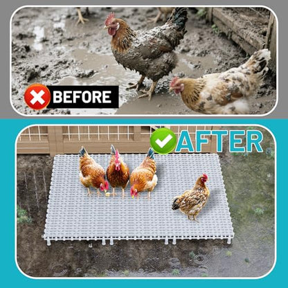 Chicken Coop Ground Pad, 9 PCS Floor Pads for Chicken, Free to Splice Ground Pads for Chicken Coops, Chicken Coop Accessories, Keep Coops Tidy & Dry, Easy to Clean