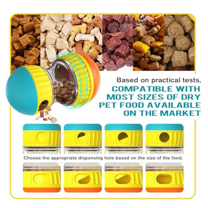 BSISUERM Dog Treat Dispensing Puzzle Toy Adjustable Food Dispenser Slow Feeder Puppy Enrichment Rolling Ball Pet Interactive Chase Toys Stimulating Game for Small Medium Dogs Gift to Keep Them Busy - color: Orange - Single - Standard