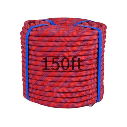 150Ft 1/2 Inch Heavy Duty Climbing Rope - for Tree Swing, Pulling, Outdoor & Gym Use (Red) - size: 150ft-Red