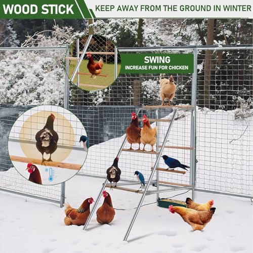 Chicken Perch Swing with Ladder for Coop,Metal Frame Chicken Roosting Bars,Pet Swing Set for Backyard Poultry Farm Roost Chicken