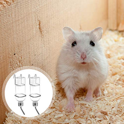 Mipcase 2pcs Pet Water Fountain Plastic Hanging Dispenser for Guinea Pigs and Animals Leakproof Easy to Install Convenient Pet Supply - color: Transparent, size: 5.2X5.2X17CM