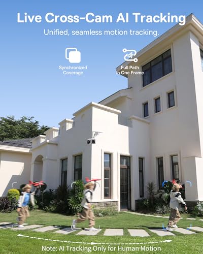Baseus X1 Pro Dual-Tracking Solar Security Camera Outdoor Wireless, Supports up to 512GB, Dual 3K AI Cameras, 300° Pan, Color Night Vision, 8× Zoom, IP65, No Subscription with 32GB Card - color: Grey