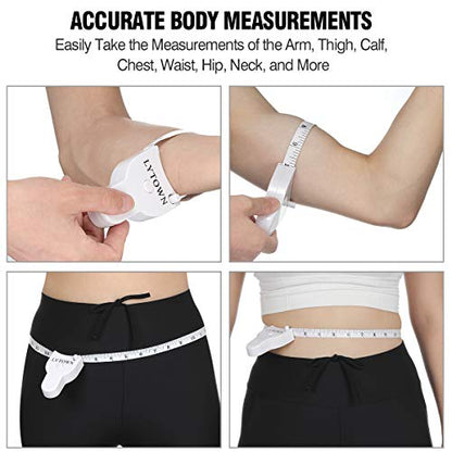 2PCS Body Tape Measure 60inch (150cm), Automatic Telescopic Tape Measure for Body Measurement & Weight Loss, Accurate for Tailor, Sewing, Fitness, Handcrafts, Clothes - color: white