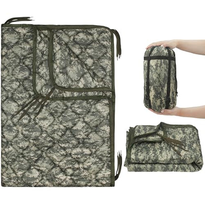 Mirzoyan Woobie Blanket, Military Poncho Liner Camo Insulated Camping Woobie Blanket for Outdoor Hiking (ACU with Zipper) - color: Acu With Zipper