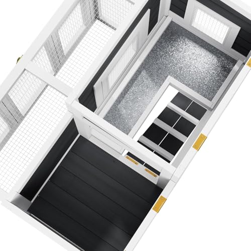 Outdoor Rabbit Hutch, Bunny Cage, Chicken Run Coop Wooden Quail Cage Duck Coop with Ventilating Wire Poultry House for Small Animals (Gray+Black) - color: Gray+Black
