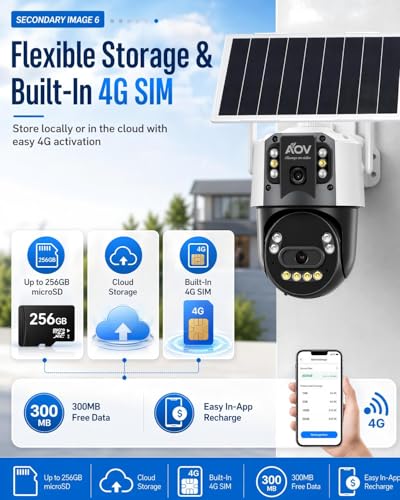 JideTech 4G LTE Solar Security Camera, Dual Lens 6MP PTZ Outdoor, 8W Solar Panel, 16000mAh Battery, AOV(Always-On Video), Colour Night Vision, AI Human Detection, Two-Way Audio (No WiFi)