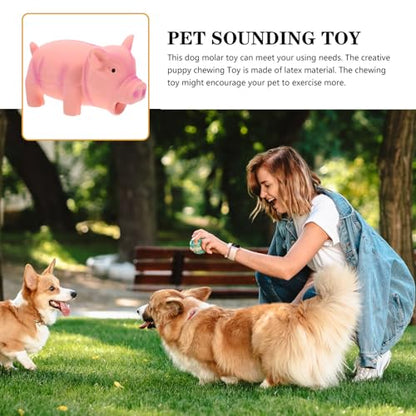 Latex Pig Dog Chew for Teeth Cleaning and Stress Relief Interactive Squeaky Puppy for Indoor Play and Cage Use Pink Cartoon Molar for Aggressive Chewers
