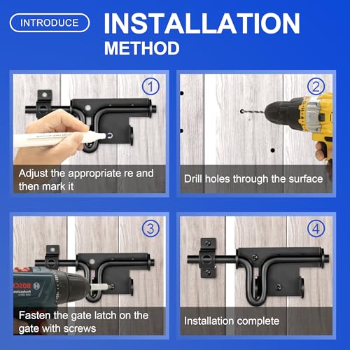 Slide Bolt Gate Latch with Padlock Hole, Heavy Duty Fence Slide Latches Outdoor Doors for Wooden Fence, Shed Door, Vinyl Door-4-new - size: 4 Pack