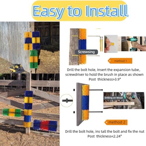 2PCS Livestock Scratching Brush,Goat Scratching Brush Post with Cleaning Tool, Grooming and Massage Scratch Brushes for Cow Donkey Goats Horse Sheep, Animals Back Scratcher Itch Brushes - color: Blue 2