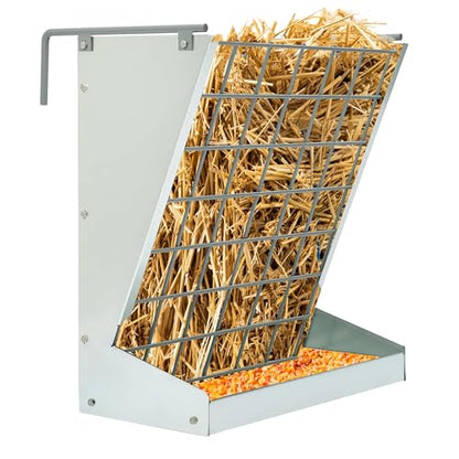 KUAFU Hay Feeder 2 in 1 Hay Rack Wall Mount Goat Feeders，Heavy Duty Galvanized Steel Hanging Feeders for Farm Livestock Small Goat & Sheep Grain Indoor Outdoor Uses | Galvanized Steel Hanging Feeders for Farm Livestock Small Goat & Sheep Grain Indoor Outd
