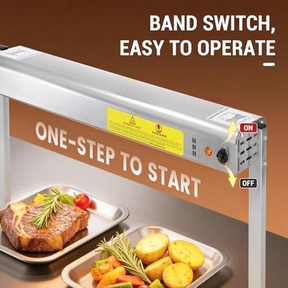 24-Inch Food Heat Lamp, 750W Commercial Food Warmer Hanging Overhead Infrared Strip Heater Catering Buffet Warmers Heat Lamp for Restaurant Parties Kitchen, 115V - size: 24 Inch