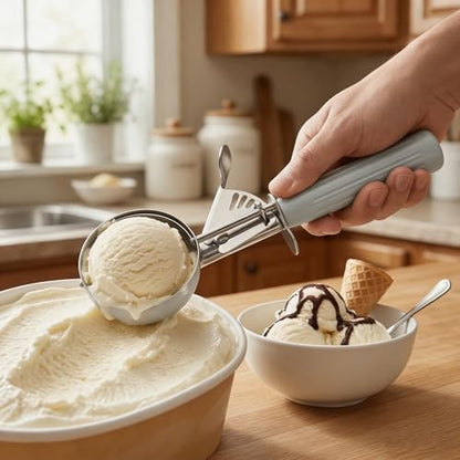 TOPKITCHEN Commercial-Grade Ice Cream Scoop 3.25 oz, 18/8 Stainless Steel Cookie Scoop with Plastic Handle, Portion Control Disher Scoop for Bakeries, Restaurants & Dessert Shops, #10, Ivory - size: 3.25 oz - Ivory