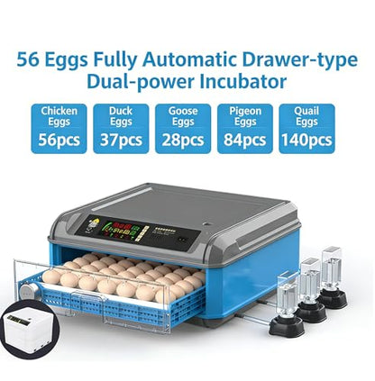 Automatic Egg Incubator For 56 Eggs - Digital Temperature & Humidity Control, 360° View Window, Auto Egg Turner- Commercial & Home Use For Chicken, Duck, Quail Eggs(56) - size: 56