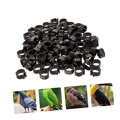 Mipcase 100 Pcs Pigeon Foot Ring Bands Numbered Plastic Leg Bands for Pigeons Ducks and Poultry Lightweight and Easy to Use Bright Colors for Easy Identification - color: Black