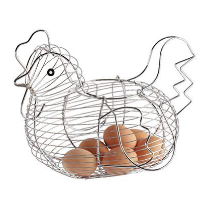 Chicken-Shaped Egg Basket Metal Chicken Shaped Wire Egg Storage Basket Holder Rack - Store 24 Eggs for Home Kicthen