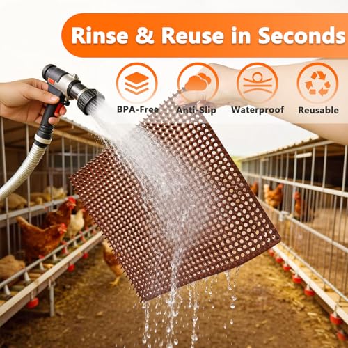 INNOLAND 6 Pack Chicken Nesting Pads, Reusable Nesting Pads for Chicken Coop, 12"x12" Plastic Laying Box Pads, Washable Nesting Box Pads for Chicken Coop Accessories
