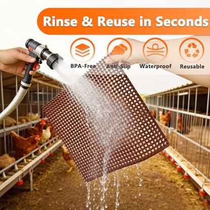 INNOLAND 6 Pack Chicken Nesting Pads, Reusable Nesting Pads for Chicken Coop, 12"x12" Plastic Laying Box Pads, Washable Nesting Box Pads for Chicken Coop Accessories