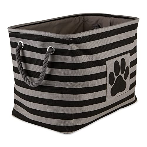 Bone Dry 5743 Pet Storage Collection Striped Paw Patch Bin, Medium Rectangle, Black - color: Black, size: Medium Rectangle