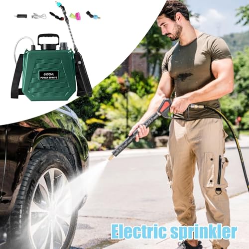 Electric Sprayer - Portable Mister Rechargeable - Battery Garden Sprayer with Adjustable Shoulder Strap - for Farm Lawn Yard Backyard Agriculture Plant Outdoor Home - color: 6.5L Army Green