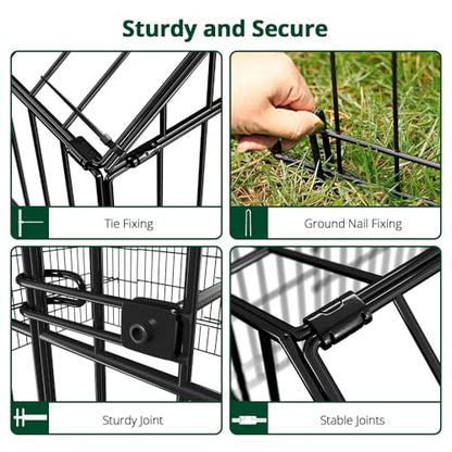 PawGiant Chicken Coop, Chicken Run Pen for Yard with Cover Outdoor Metal Portable Chicken Tractor Cage Enclosure Crate Outside for Small Animals Duck Rabbit Hen 130"×40"×40" - size: 130.0"L x 40.0"W x 40.0"H
