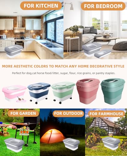 10-13 Lbs Dog Food Stroage Container, Collapsible Dog Food Containers with Airtight Lid, Pet Food Scoop, Pet Food Storage Container Dry Food for Dog, Cat and Other Pets - color: Grey/10-13 Lbs