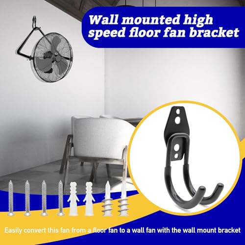 Wall Fan Mounting Bracket - Convert Floor to Wall Fan - Industrial Grade Includes Drywall and Plaster Screws - color: Black