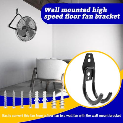 Wall Fan Mounting Bracket - Convert Floor to Wall Fan - Industrial Grade Includes Drywall and Plaster Screws - color: Black
