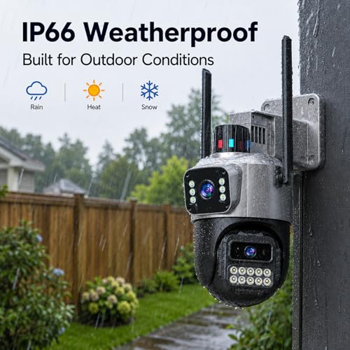 Cameras for Home Security, 6MP Dual Lens Outdoor Security Camera, 5GHz/2.4GHz WiFi, Auto Tracking, Color Night Vision, Plug-in Power, 2-Way Audio, IP66 Waterproof, SD/Cloud