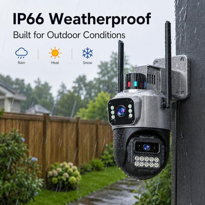 Cameras for Home Security, 6MP Dual Lens Outdoor Security Camera, 5GHz/2.4GHz WiFi, Auto Tracking, Color Night Vision, Plug-in Power, 2-Way Audio, IP66 Waterproof, SD/Cloud