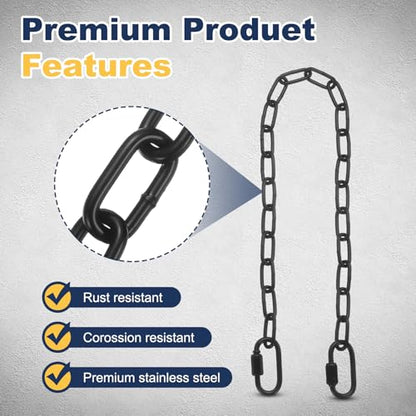 PATIKIL 2 Pcs Gate Chain Lock, 18 in x 3mm Dia Alloy Steel Hanging Chain Lock with 2 Clasps for Stall Barn Fence Gate Hammock Swing Punching Sandbag Yoga Gym, Black