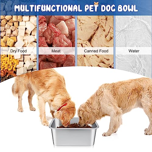 Bwogue Extra Large Dog Water Bowl, 3 Gallons, Stainless Steel, Durable, High Capacity, Rectangular Structure, Strong Stability, Easy to Clean - color: 2 Bowls, size: 3 Gallons