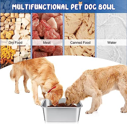 Bwogue Extra Large Dog Water Bowl, 3 Gallons, Stainless Steel, Durable, High Capacity, Rectangular Structure, Strong Stability, Easy to Clean - color: 2 Bowls, size: 3 Gallons