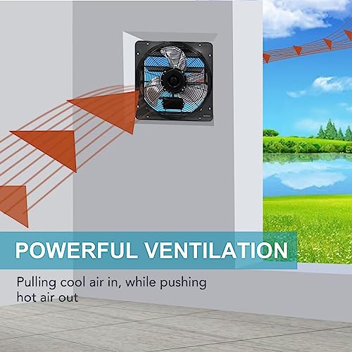 VENTISOL 18 Inch Shutter Exhaust Fan Wall Mounted, Aluminum with 1.65 Meters Power Cord Kit,High Speed 2500CFM, Ventilation Fan for Garage,Greenhouse,Attic,Shed,Shop,Black - size: 18 Inch