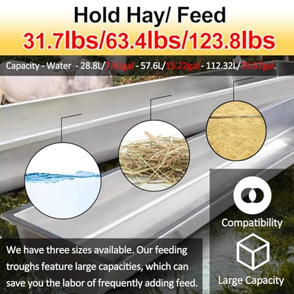 Stainless Steel Livestock Trough - Easy to Clean Animal Feed Feeder for Cattle, Horses & More - Large Capacity Hay & Water Trough - Durable & Versatile Farm Essential,L 85cm(33 1/2") X W 60c - color: L 85cm(33 1/2") X W 60cm(23 3/5"