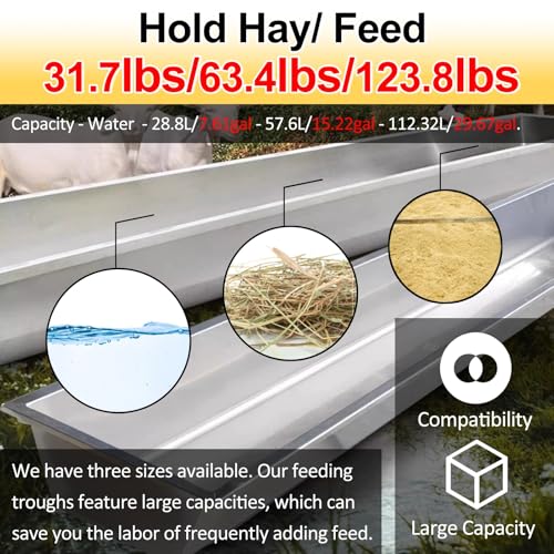 Large Capacity Stainless Steel Livestock Trough Feeder for Cattle & Calves – Durable, Rust-Resistant, Perfect for Farms, Sheds, Pens, and Pasture Feeding,L 85cm(33 1/2") X W 60cm(23 3/5" - color: L 85cm(33 1/2") X W 60cm(23 3/5"