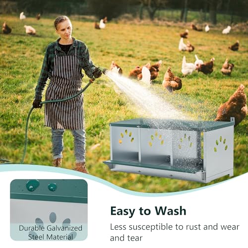Chicken Nest Box, 3 Compartment Nesting Box, 3 Room Metal Nesting Boxes, Chicken Egg Laying Box Fit for Different Chicken Breeds