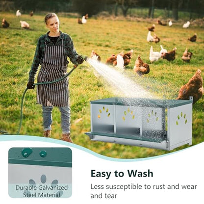 Chicken Nest Box, 3 Compartment Nesting Box, 3 Room Metal Nesting Boxes, Chicken Egg Laying Box Fit for Different Chicken Breeds